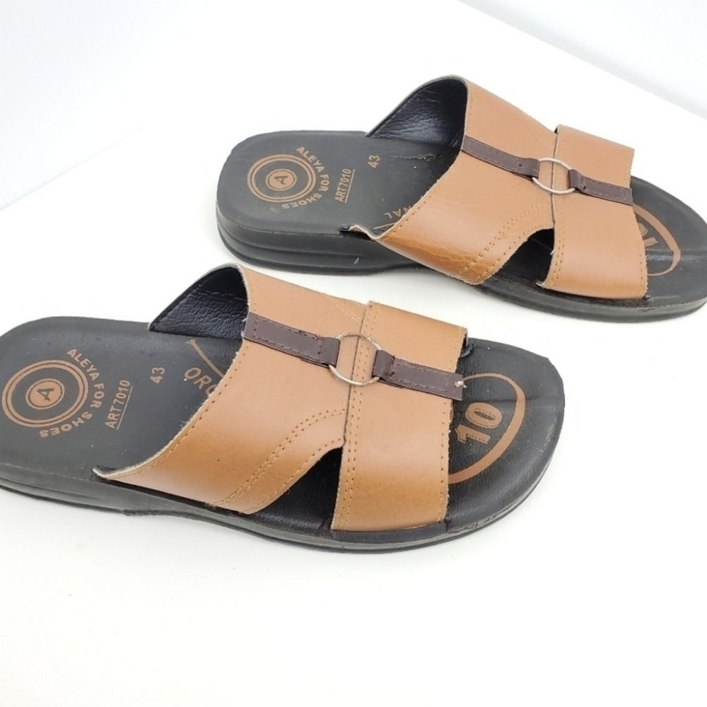 Men slides sandals brown size 10 men